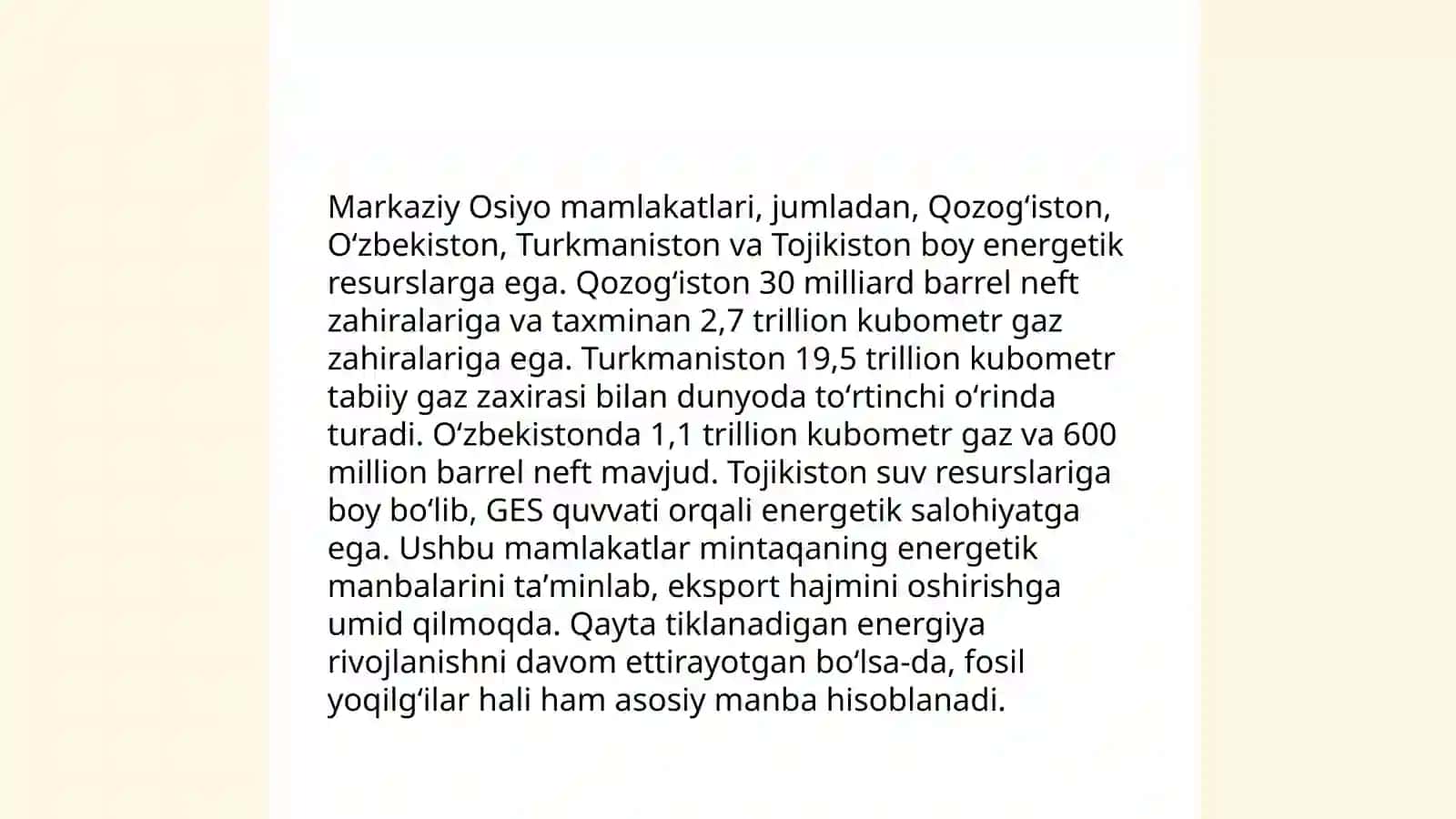 O'zbekiston va Markaziy Osiyo mamlakatlarining geoiqtisodiy hamkorligi natija va muommolar 4