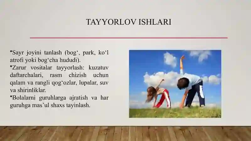 Ertalabki sayrni rejalashtirish plan konseptini tuzish 4