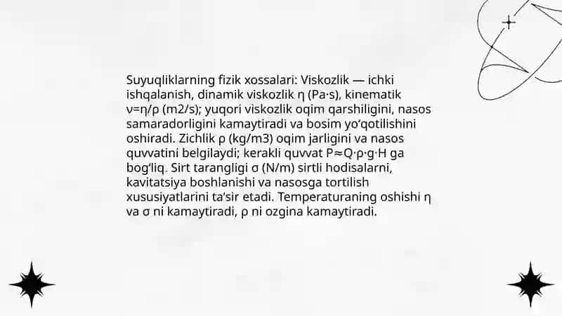 Suyuqliklarni uzatish. Nasoslar 4