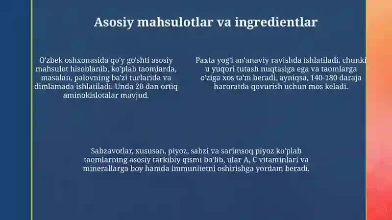O'zbek xalqining taom tayyorlash an'anasi 4