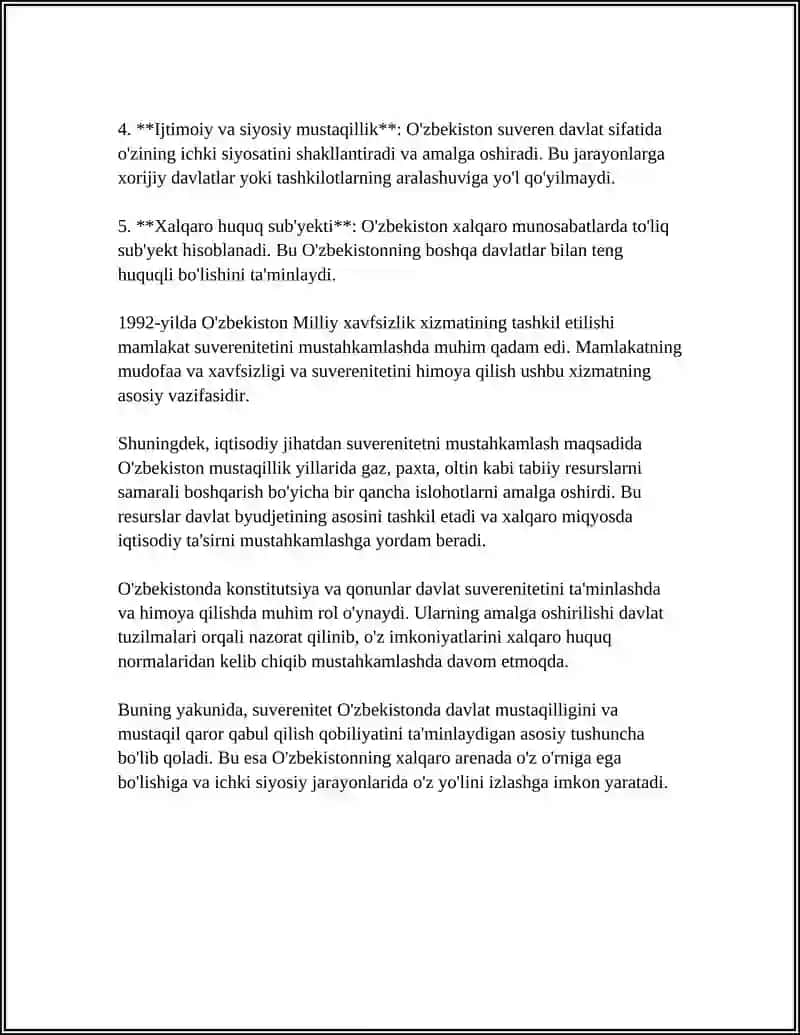 O‘zbekiston Respublikasida davlat suverenitetining mazmuni 4