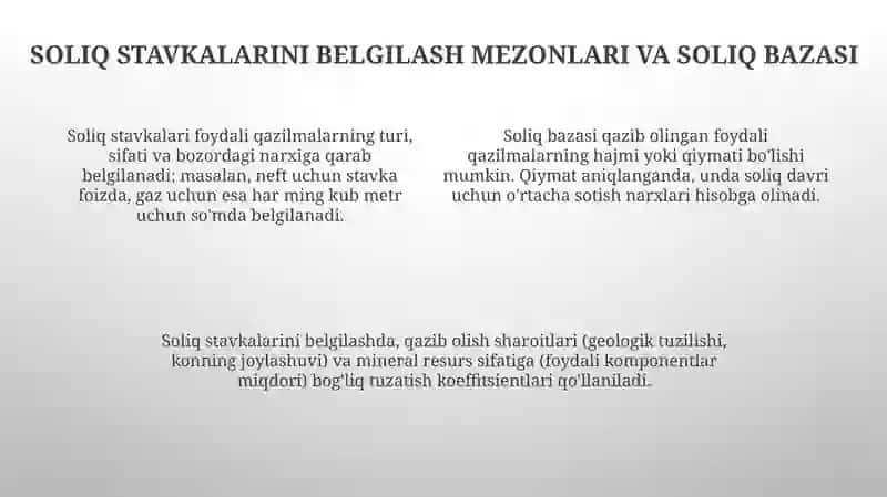 Yer qa'ridan foydalanganlik uchun soliqning stavkalari 4