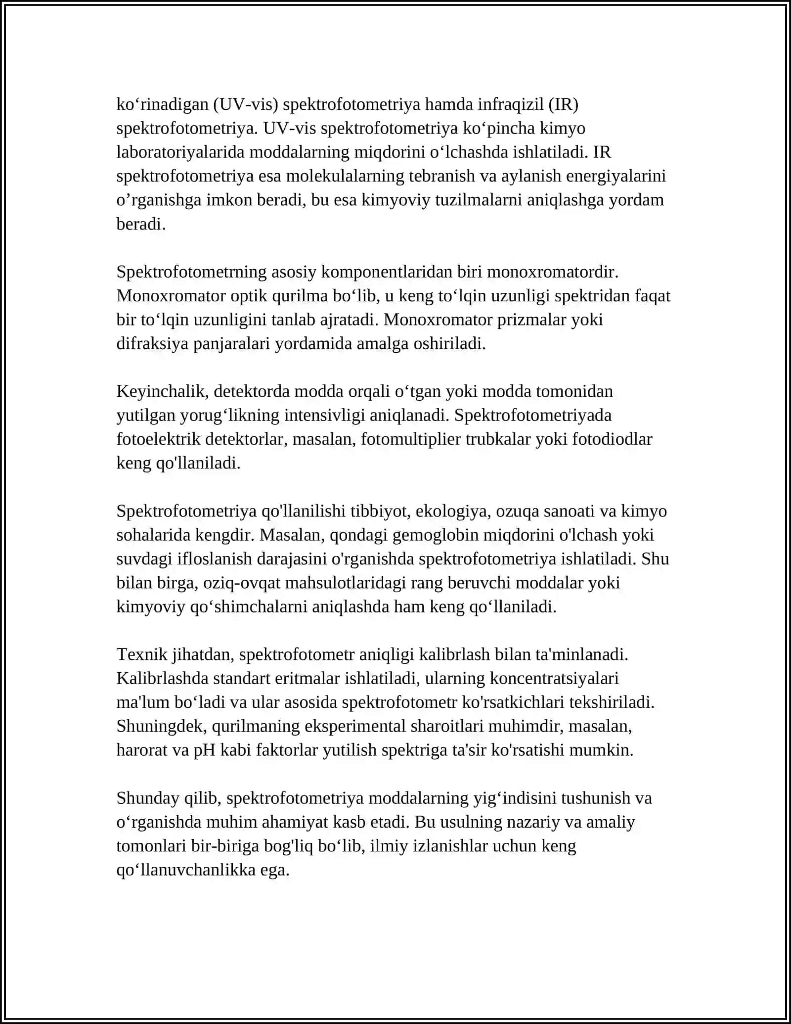 SPEKTROFOTOMETRIYA USULIDA DORILARNING CHINLIGINI ANIQLASH 4