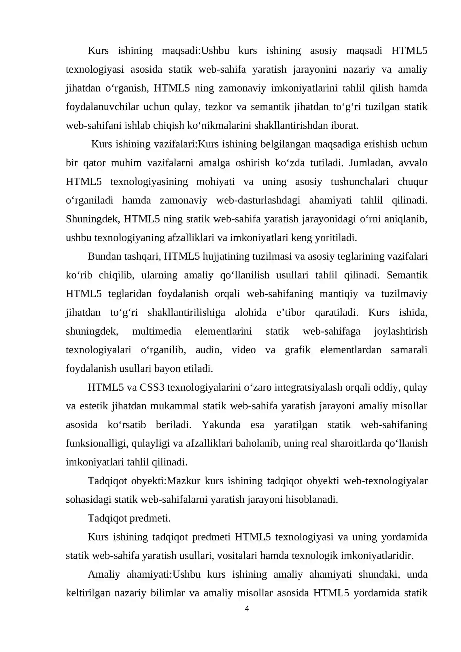 HTML5 ASOSIDA STATIK WEB-SAHIFA YARATISH TEXNALOGIYALARI 4