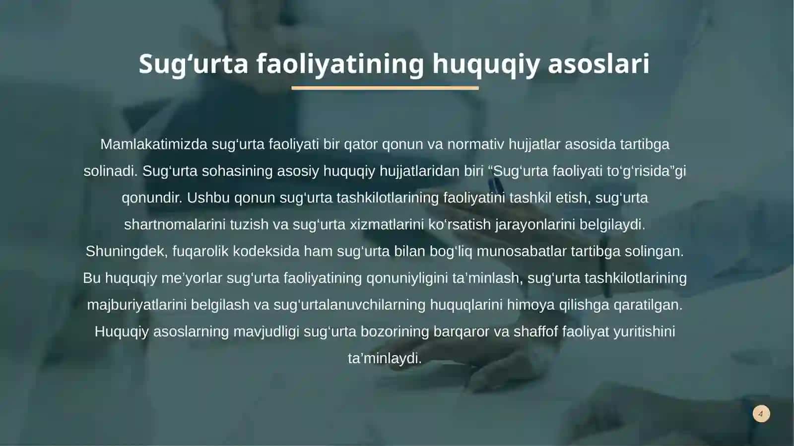 Mamlakatimizda sug'urta nazoratini tashkil etishning huquqiy asoslari 4