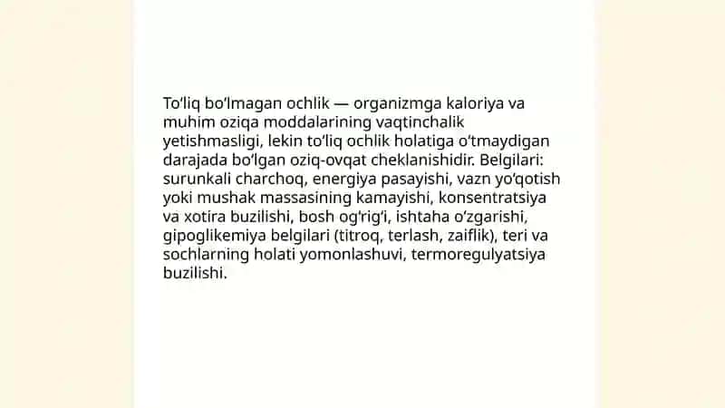 To‘liq ochlik tushunchasi va belgilari 4