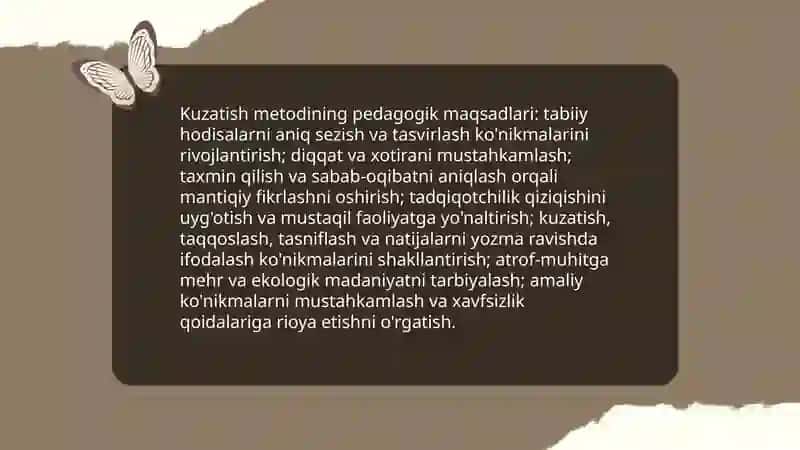 Kuzatish-tabiat tanishtirish metodi 4