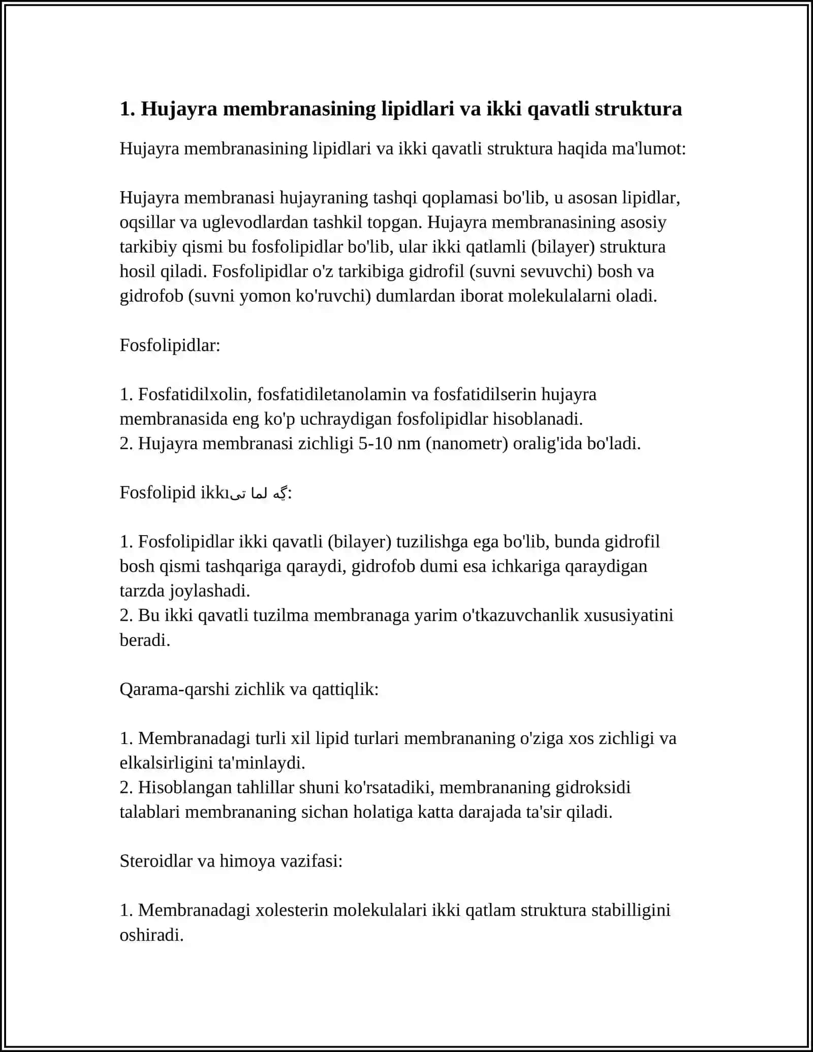 HUJAYRA MEMBRANASI UNING NOZIK TUZULISHI VA HUJAYRAGA MODDALARNING KIRISHI 4