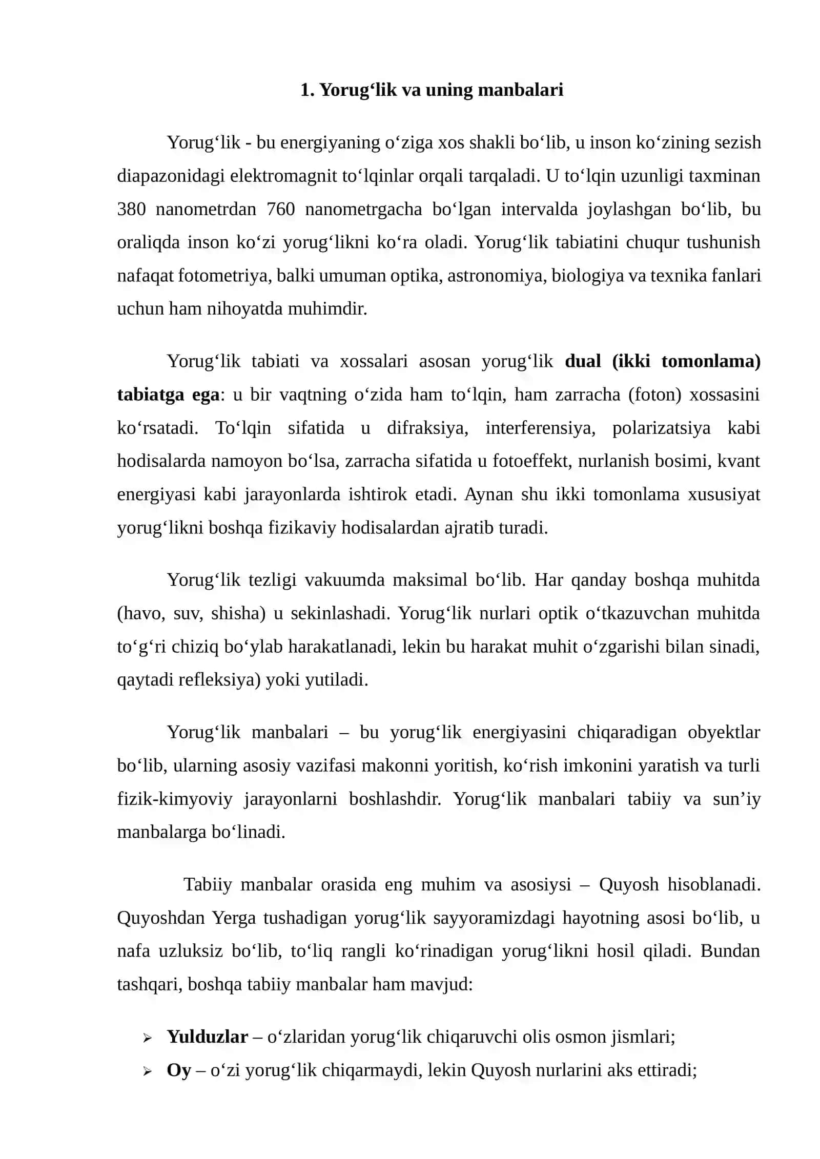 Fotometrik kattaliklar mavzusida tayyor kurs ishi 4