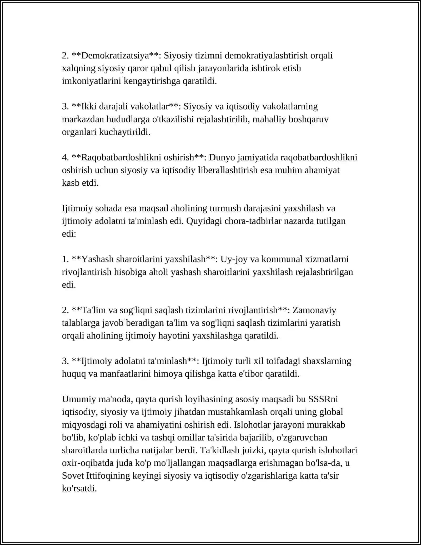MUSTAQIL ISH Mavzu: QAYTA QURISH (REKONSTRUKSIYA) LOYIXASINI ISHLAB CHIQISH 4
