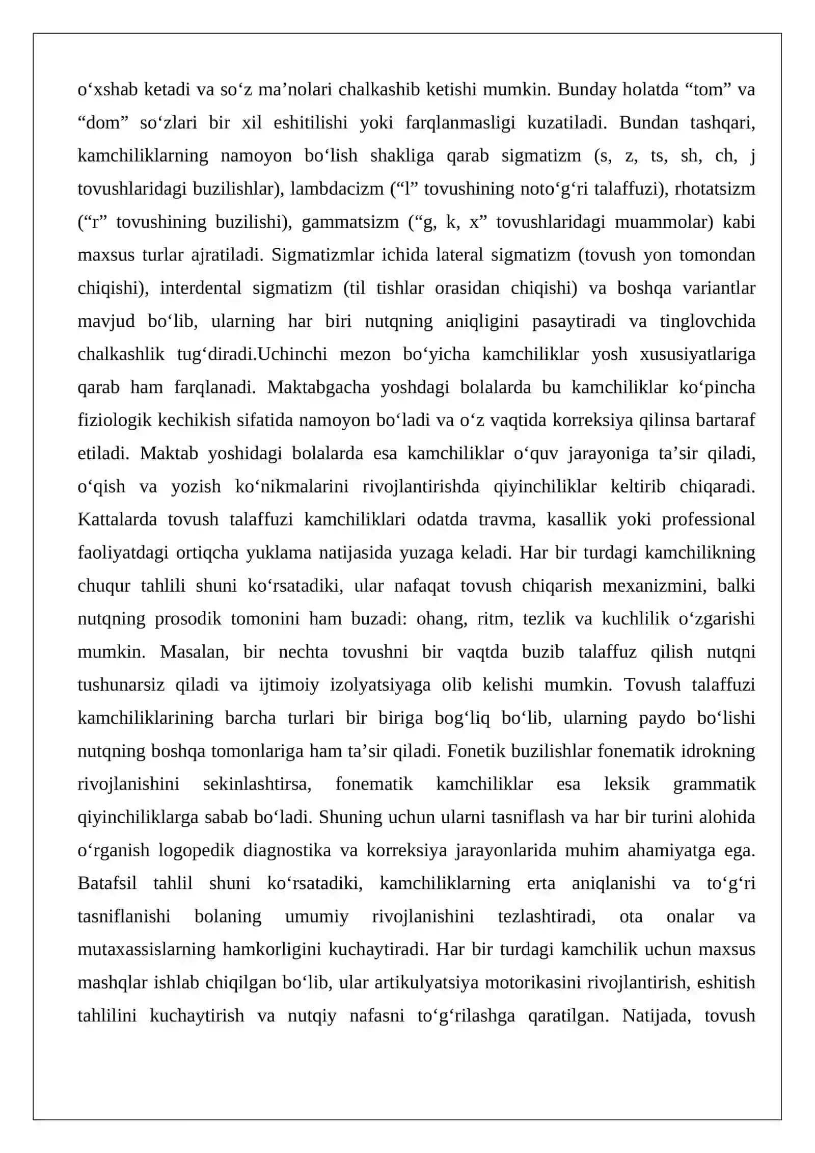 Tovush talaffuzida kamchiligi bo‘lgan bolalar nutqini logopedik tekshirish metodikasi 4