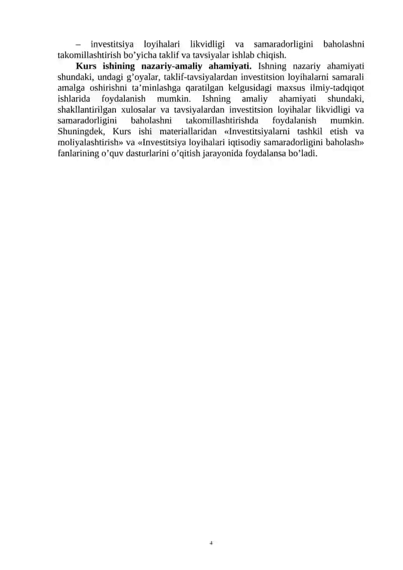 INVESTITSIYA LOYIHALARINING LIKVIDLIGI VA SAMARADORLIGINI BAHOLASH 4