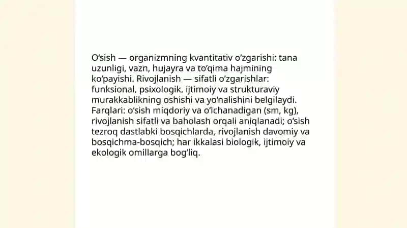 Kirish. Òsish, rivojlanish va uning qonuniyatlari 4