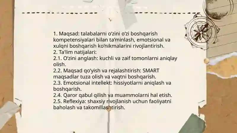 O‘zini o‘zi boshqarish praktikumi 4