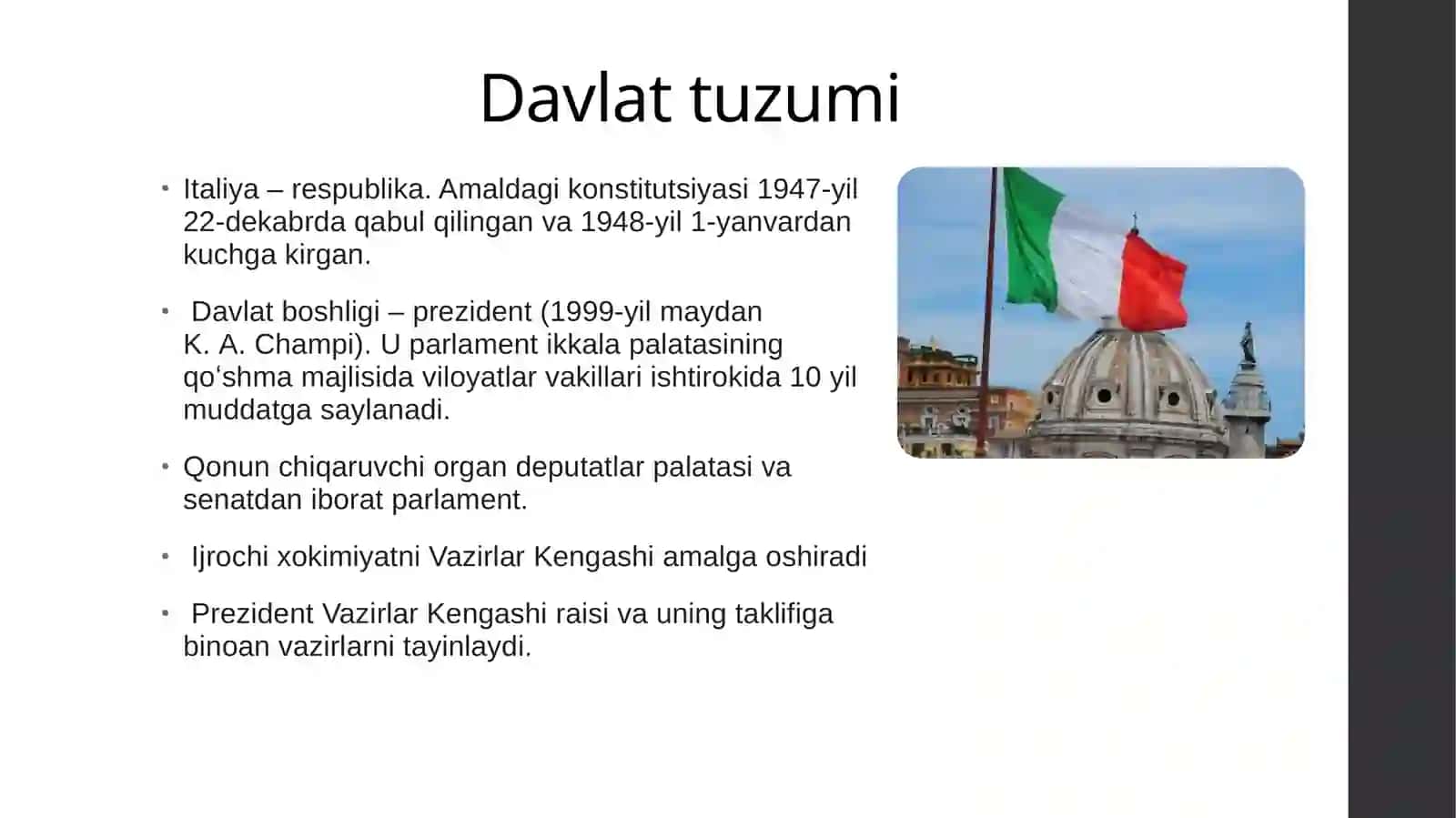 Italiyaning iqtisodiy siyosati va iqtisodiyot tarmoqlari 4