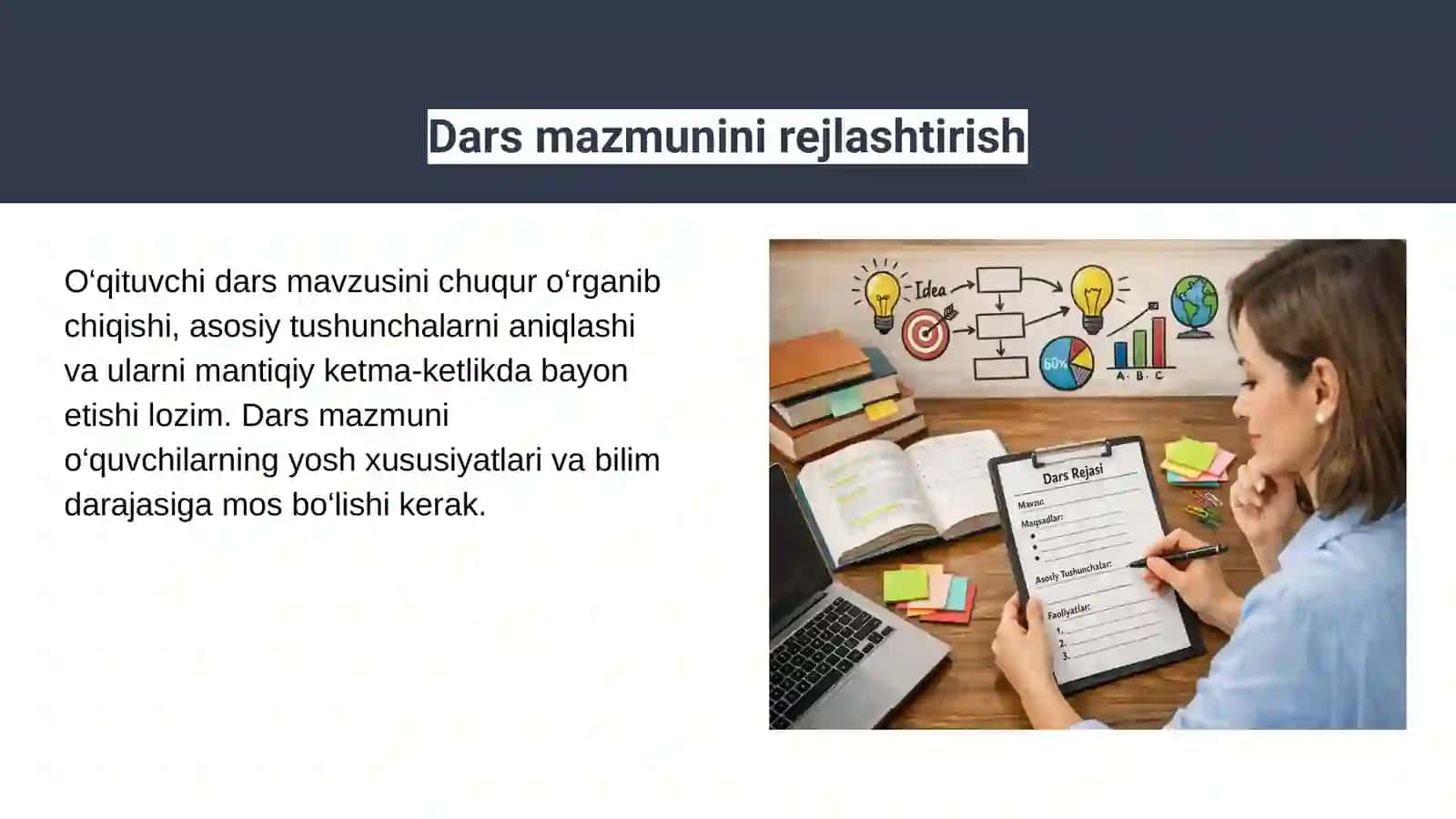 O’qituvchining darsga tayyorlanishi. pedagogika 4