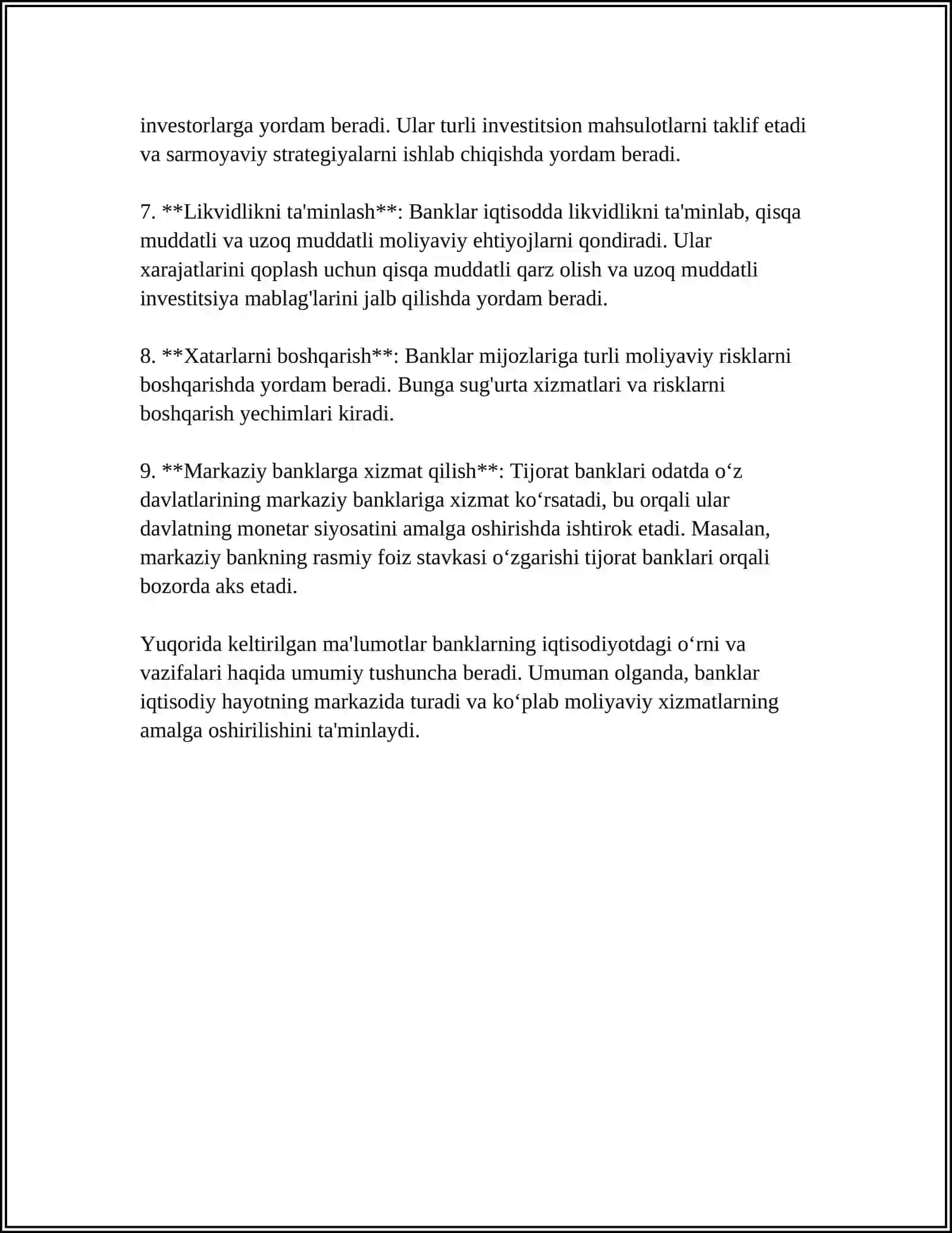 BANKLAR, ULARNING TURLARI VA KREDIT TIZIMIDAGI ROLI 4