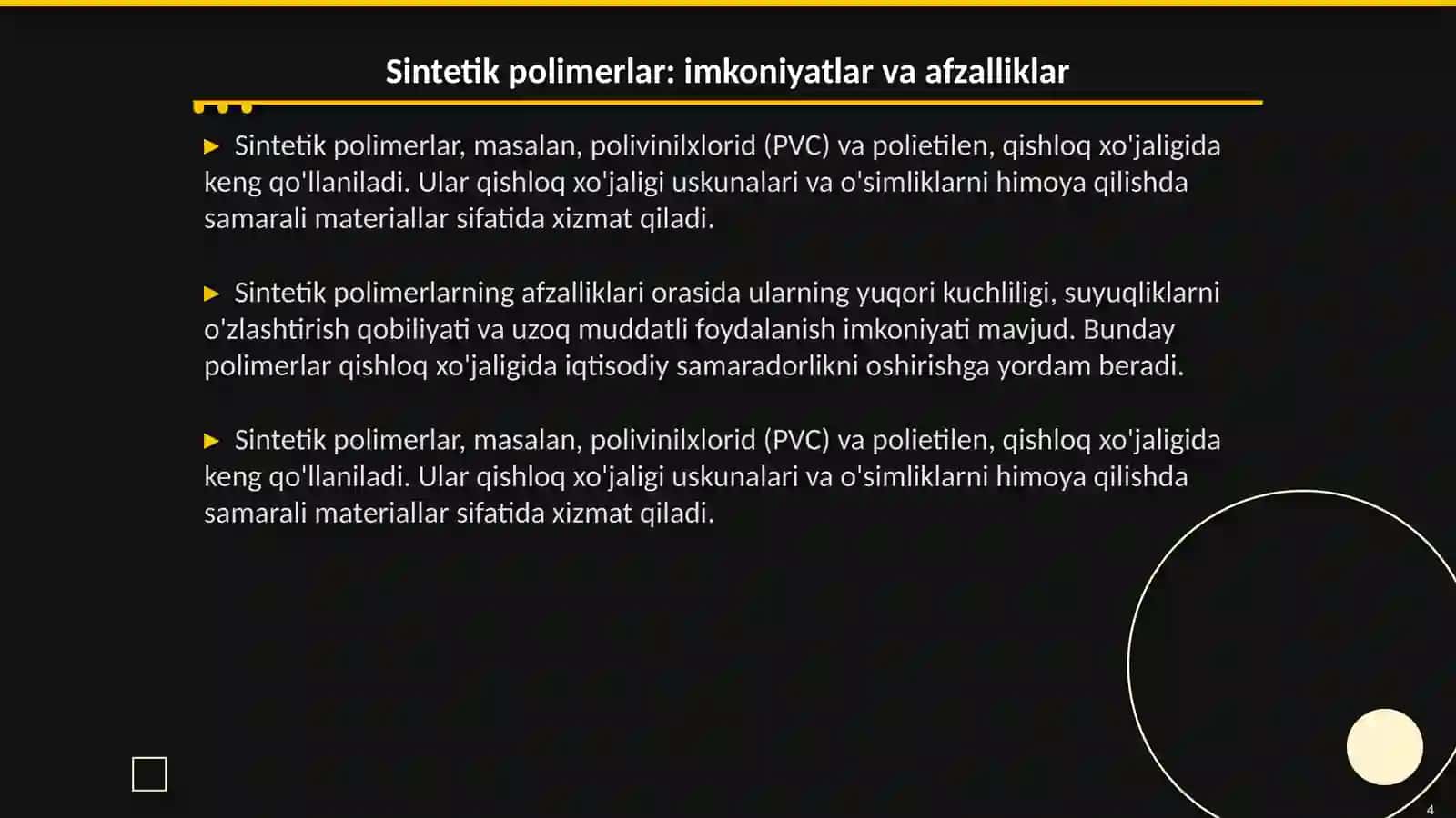 Tabiiy va sintetik polimerlar asosida qishloq xo'jaligi uchun muhim yangi preparatlar ishlab chiqarish 4