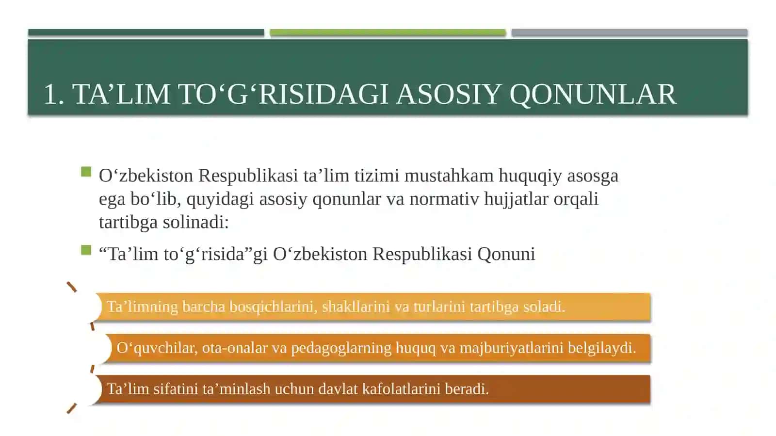 Ta’lim To‘g‘risidagi Davlat Qonunlarini va Ko‘rsatmalarini O‘rganish 4