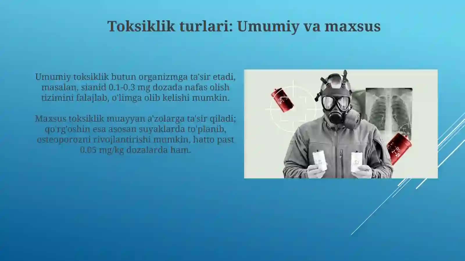 Kimyoviy omillarni umumzaharli va maxsus taʼsiri haqida tushuncha 4