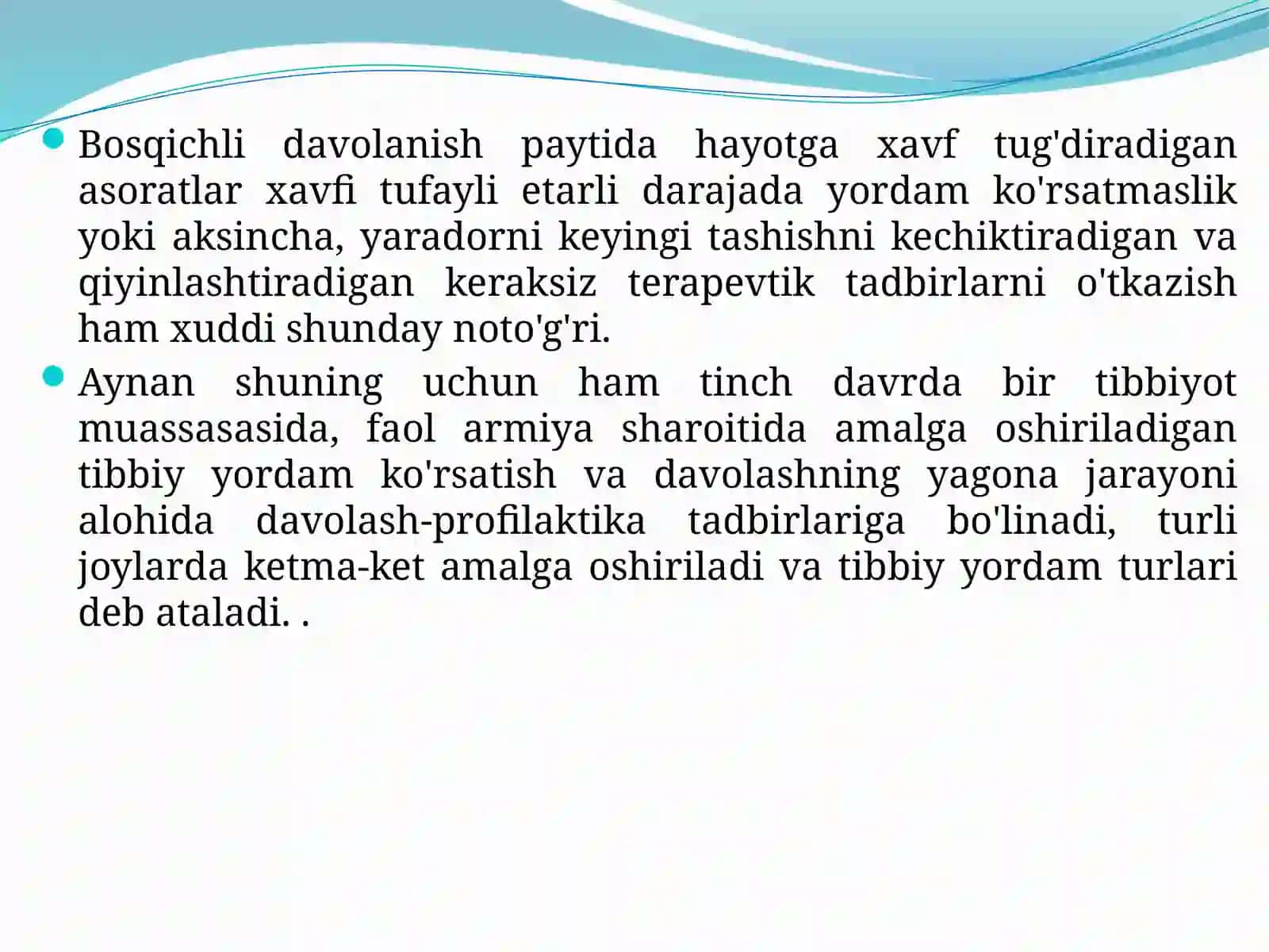 Tibbiy va evakuatsiya yordamini tashkil etish 4