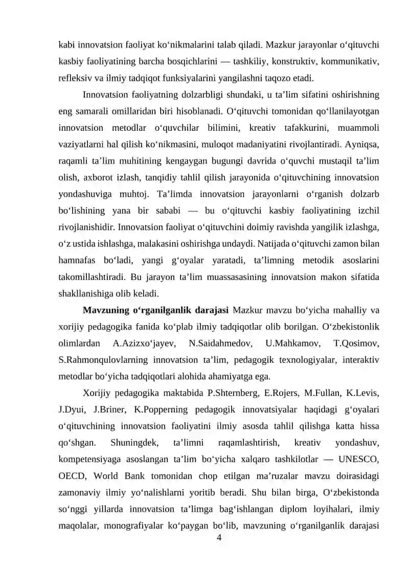 O‘qituvchi innovatsion faoliyatining funksiyalari bosqichlari va shakllari 4