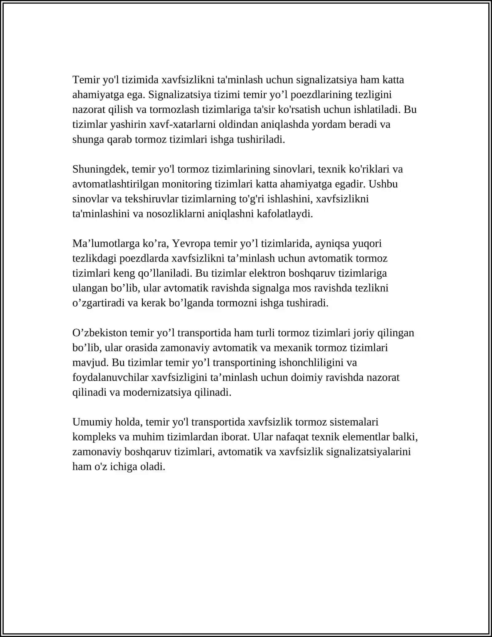 TEMIR YÒLLARDA XARAKAT XAVFSIZLIGINI TA'MINLOVCHI ZAMONAVIY TORMOZ USKUNALARI 4