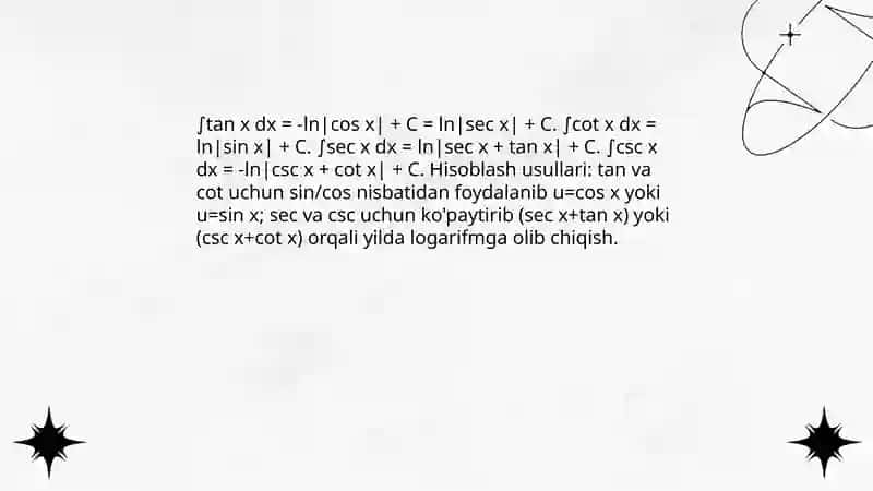 trigonametrik funksiyalarning integrallash 4