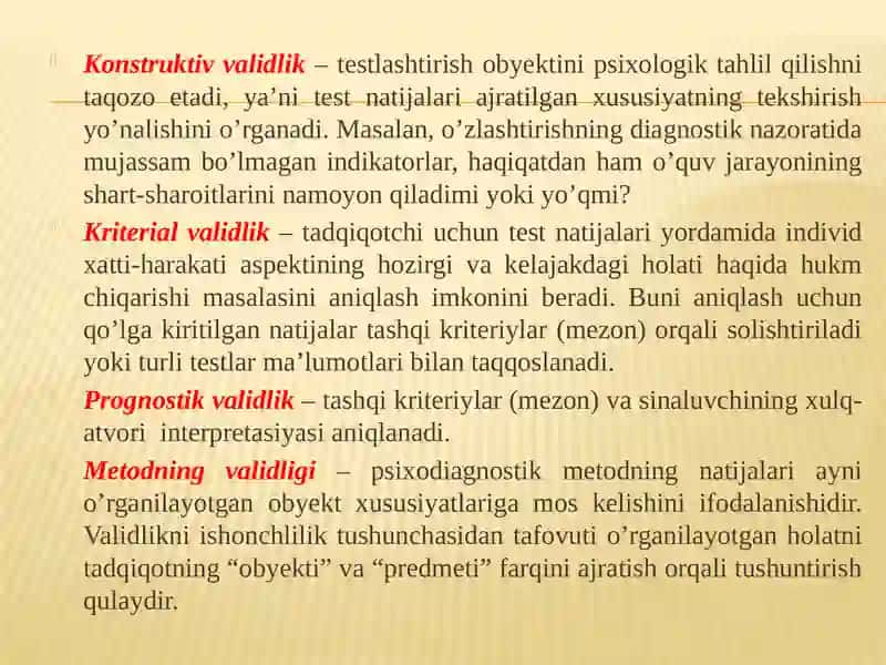 Psixodiagnostikaning psixometrik asoslari 4