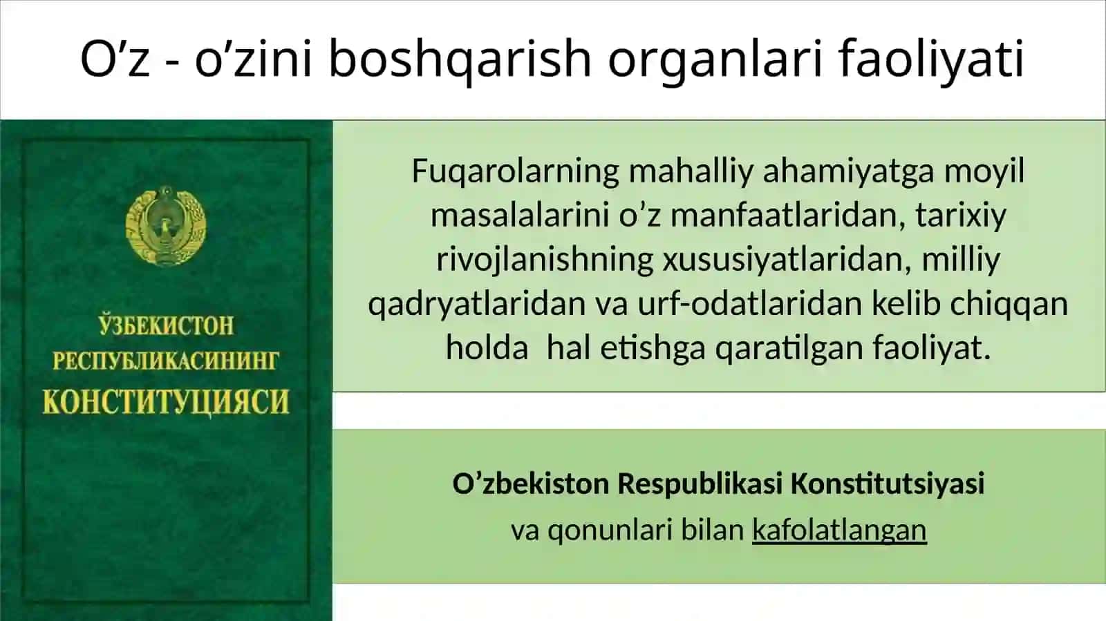 O‘z-o‘zini boshqaruv organlarining faoliyati va ularning jamiyatni demokratlashtirishdagi o‘rni 4