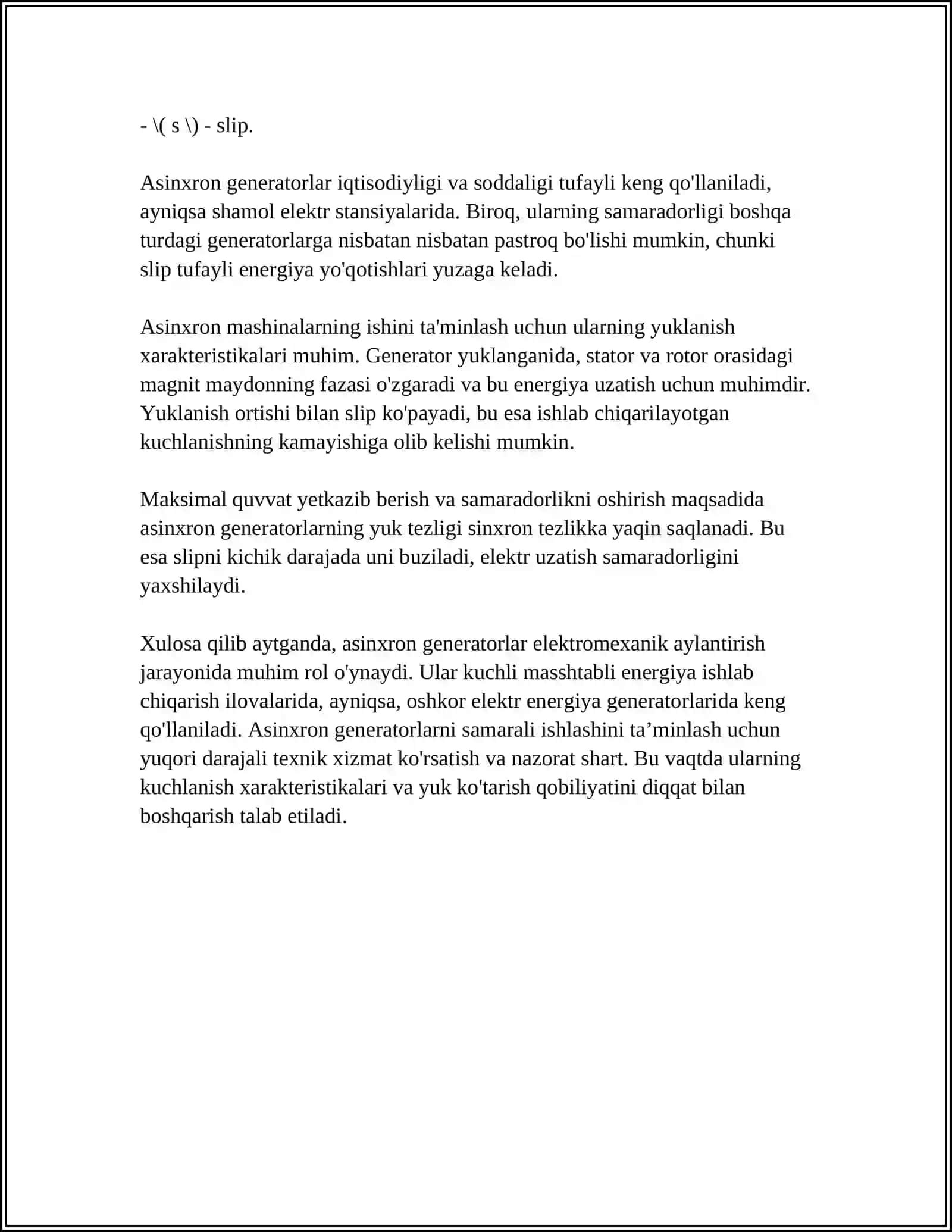 ASINXRON GENERATORLARNI LOYIHALASH 4