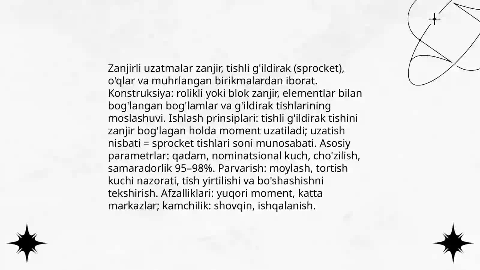 Egiluvchan bòĝinli (tasmali,arqonli,zanjirli) mexanizmlar turlari,sxemalari 4