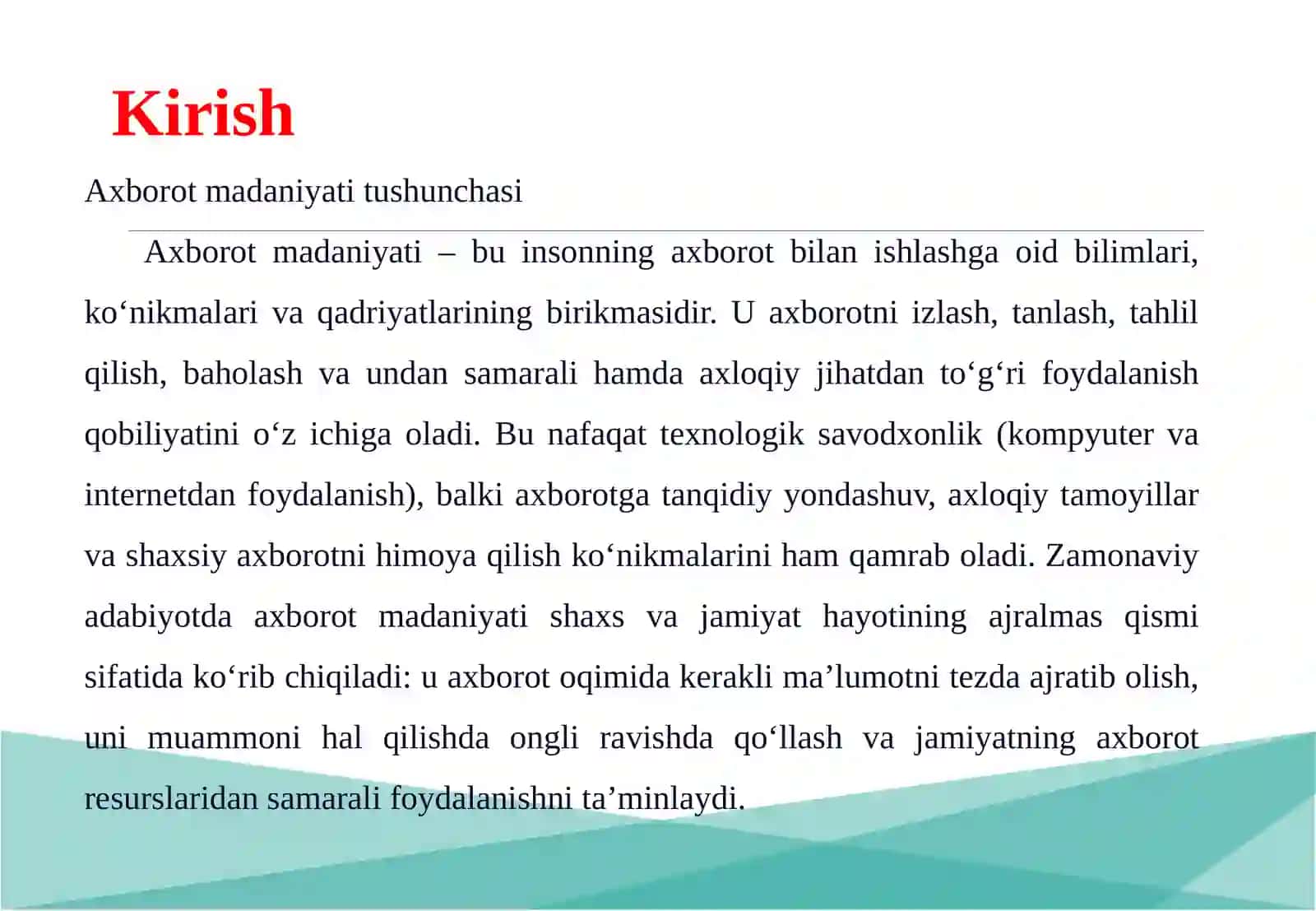 Axborot madaniyati shakillanishida ijtimoiy tarmoqlarning o’rni 4