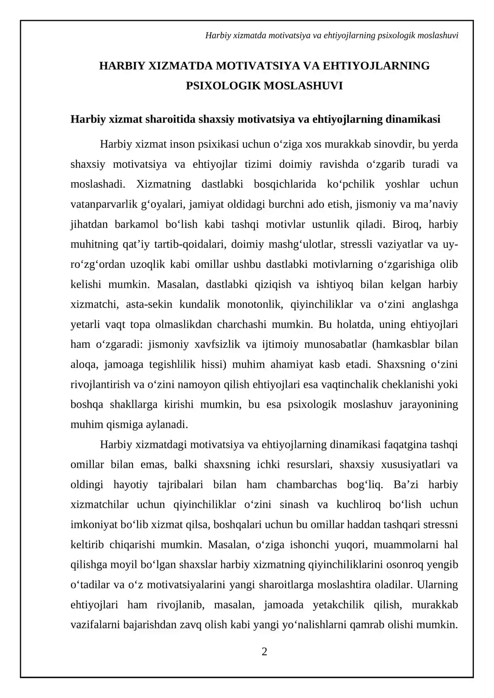 Harbiy xizmatning motivatsiyasi va ehtiyojlarining klinika-psixologik jihatlari 4