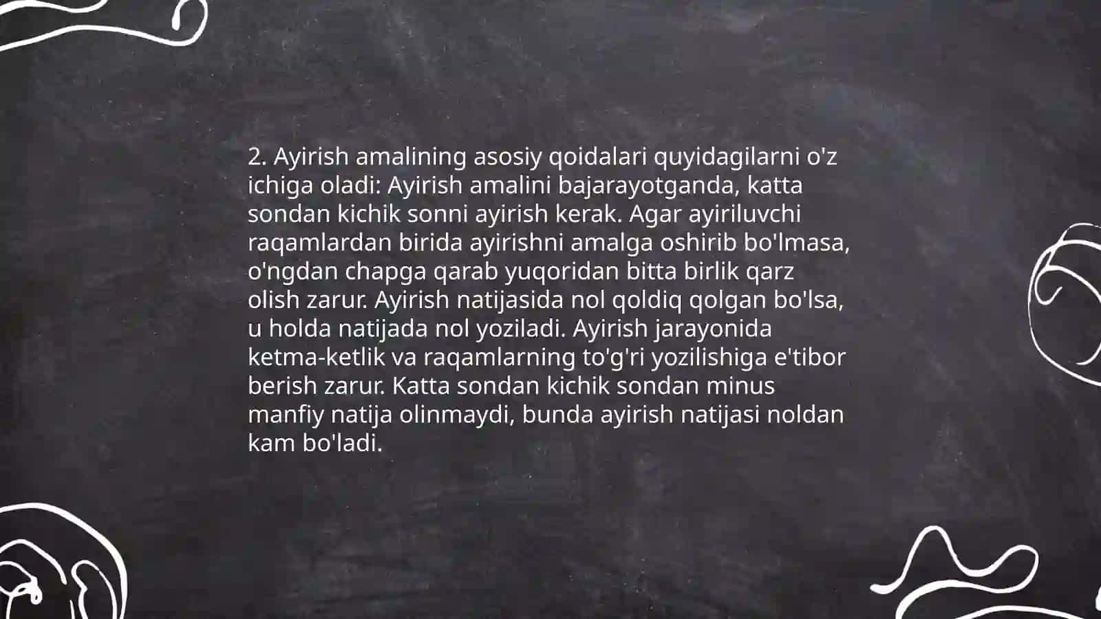Qo'shish va ayirish, ko'paytirish va bo'lish amali ma'nosini ochib berish hamda uni bosgichlab konsyentrlarda bajarilishini o'rgatish 4