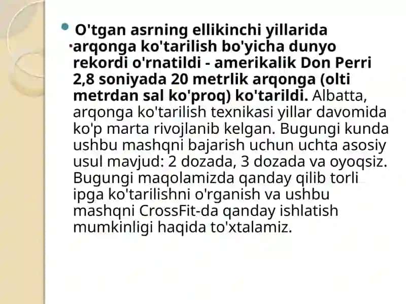 Arqonga chiqish texnikasi 4