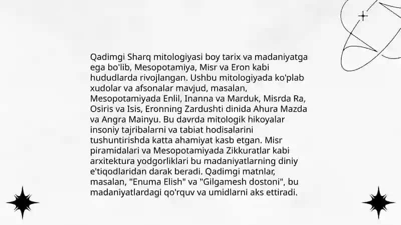 Qadimgi sharqda asotiriy tasavvurlar va falsafiy bilimlarning paydo bo'lishi. 4