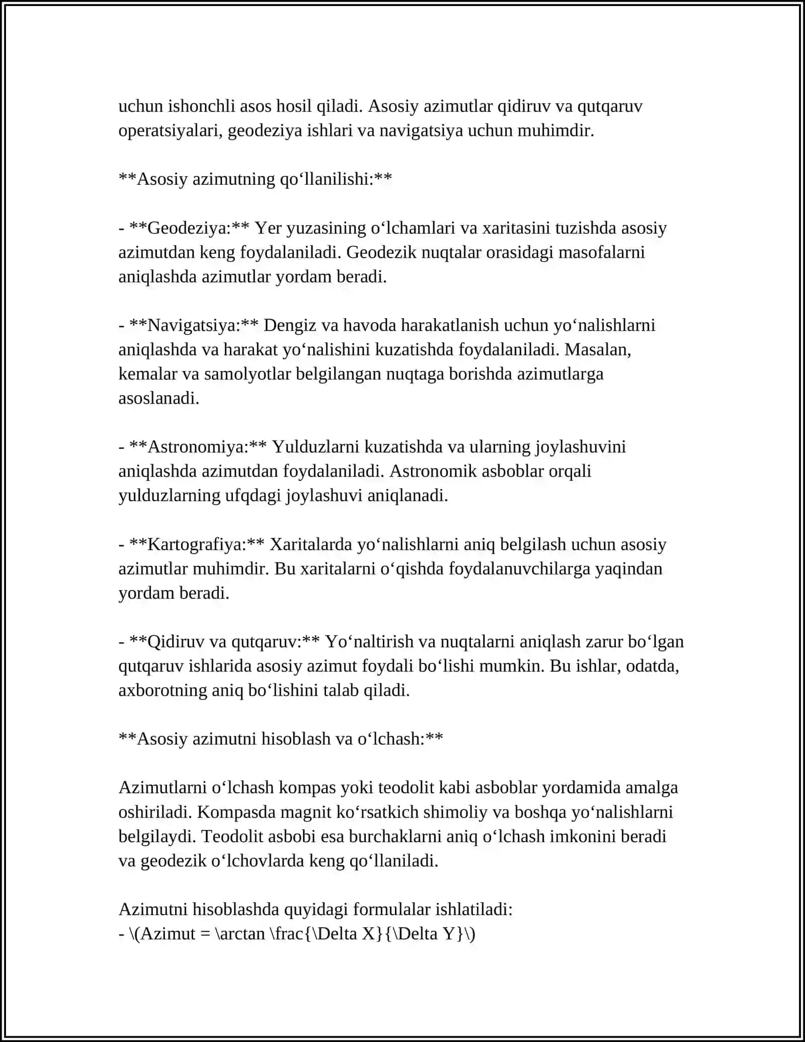 ORIYINTIRLASH JOYDA CHIZIQ YUNALISHI HAQIQIY VA MAGNIT AZIMUTI DIRIKSION BURCHAK VA RUMB 4