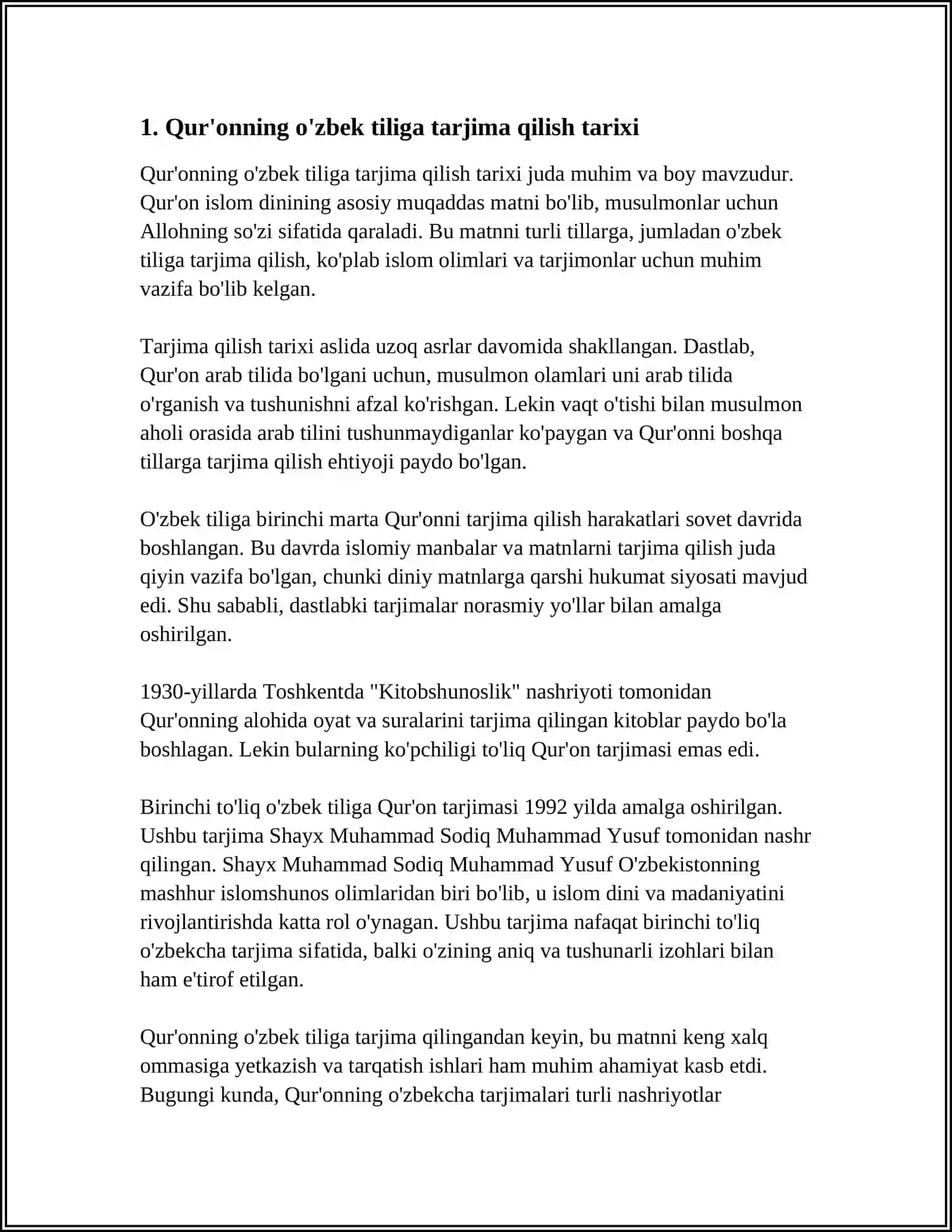 ĜAREZSIZLIK JILLARINDA QURANNIÑ ÒZBEK TILINE AWDARMA ETILIWI HAM TUSINDIRIWLERI 4