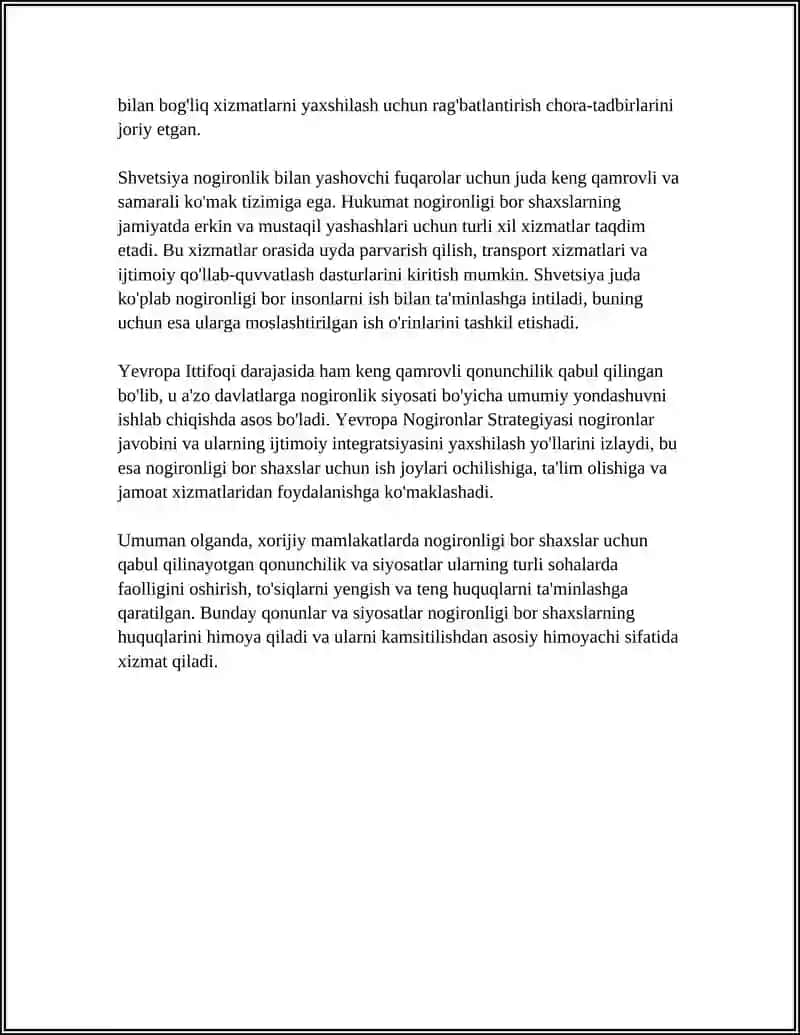 NOGITONLIGI BOR SHAXSLARGA XIZMAT KORSATISHNING XORIJ TAJRIBASI 4