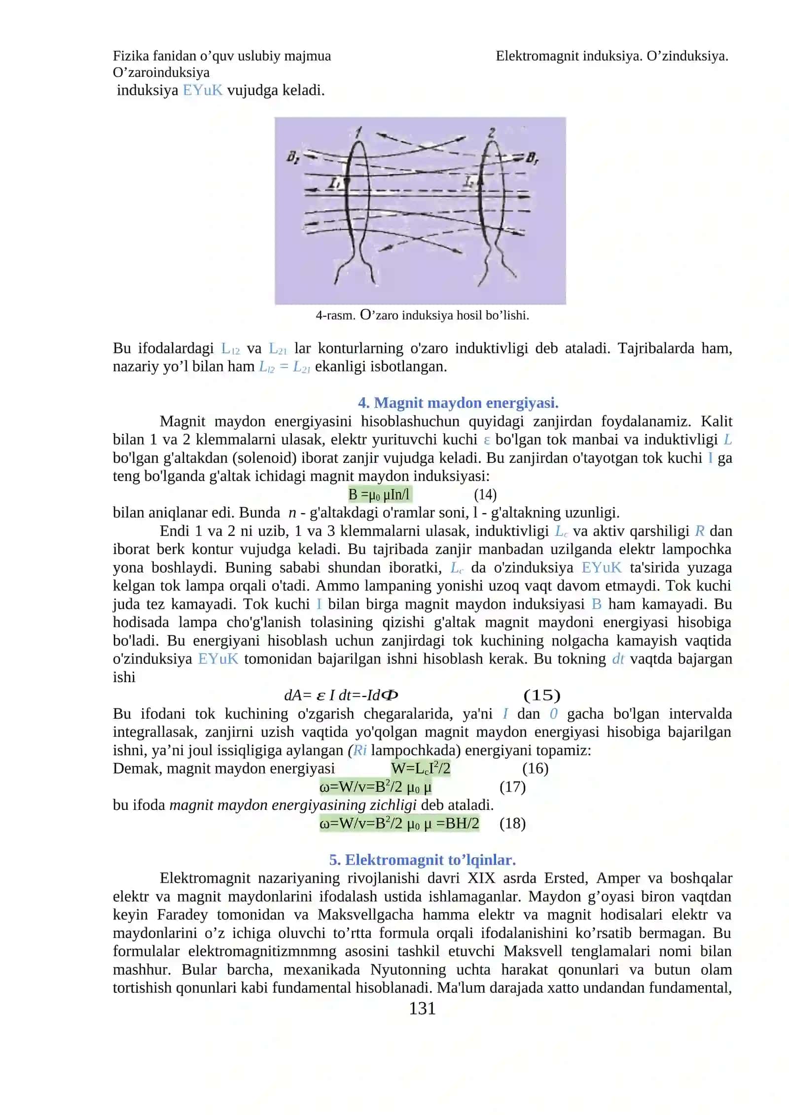 Elektromagnit induksiya. O’zinduksiya. O’zaroinduksiya 4