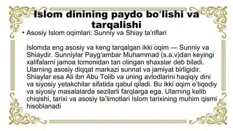 Islom oqimlari va yoʻnalishlarning paydo boʻlishi sabablari, e’tiqodidagi boʻlinishlarning sabablar 4