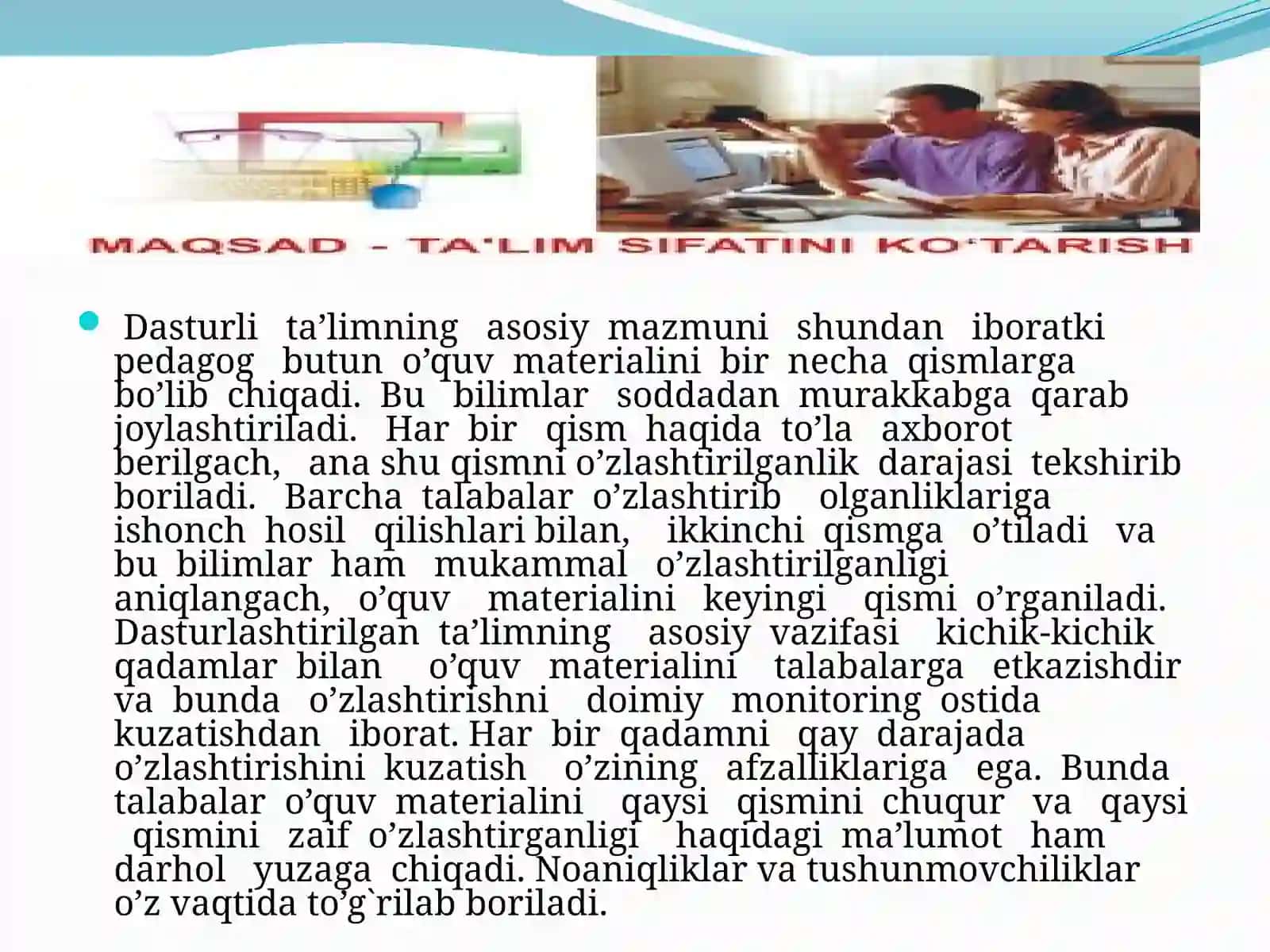 Dasturlashtirilgan ta’lim texnologiyalari. 4