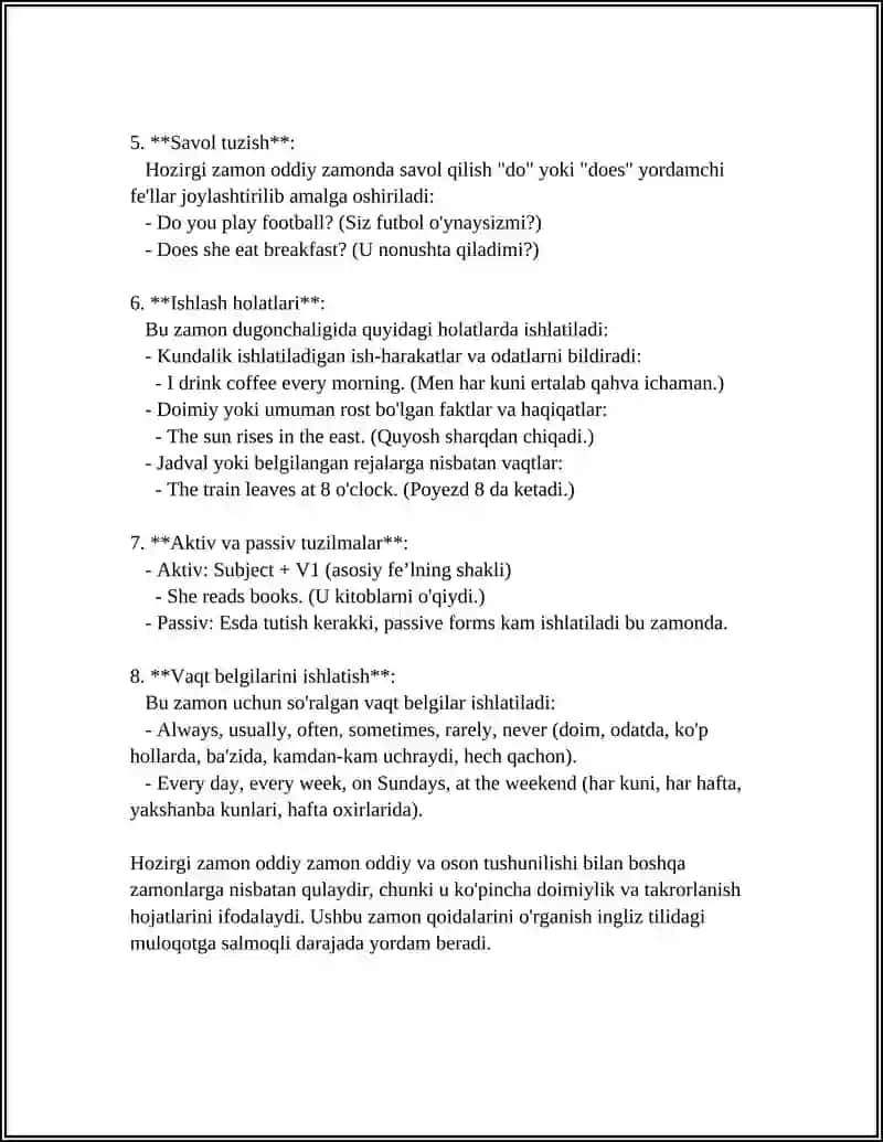 Hozirgi zamon oddiy zamon grammatikasi 4
