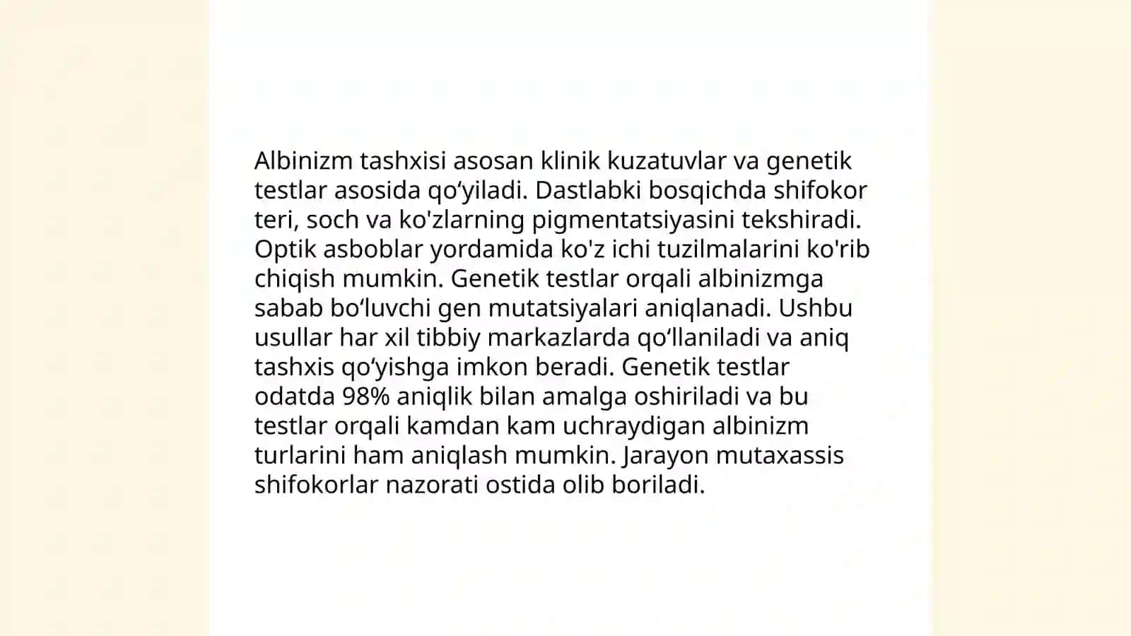 Albinizm kasalligi klinikasi va davolash profilaktikasi 4