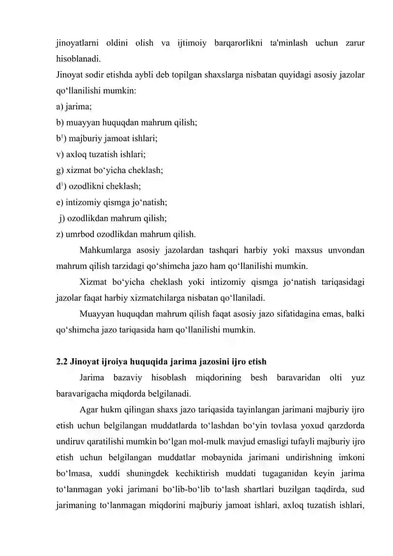 Jarima, muayyan huquqdan mahrum qilish jazolarini ijro etish.docx 4