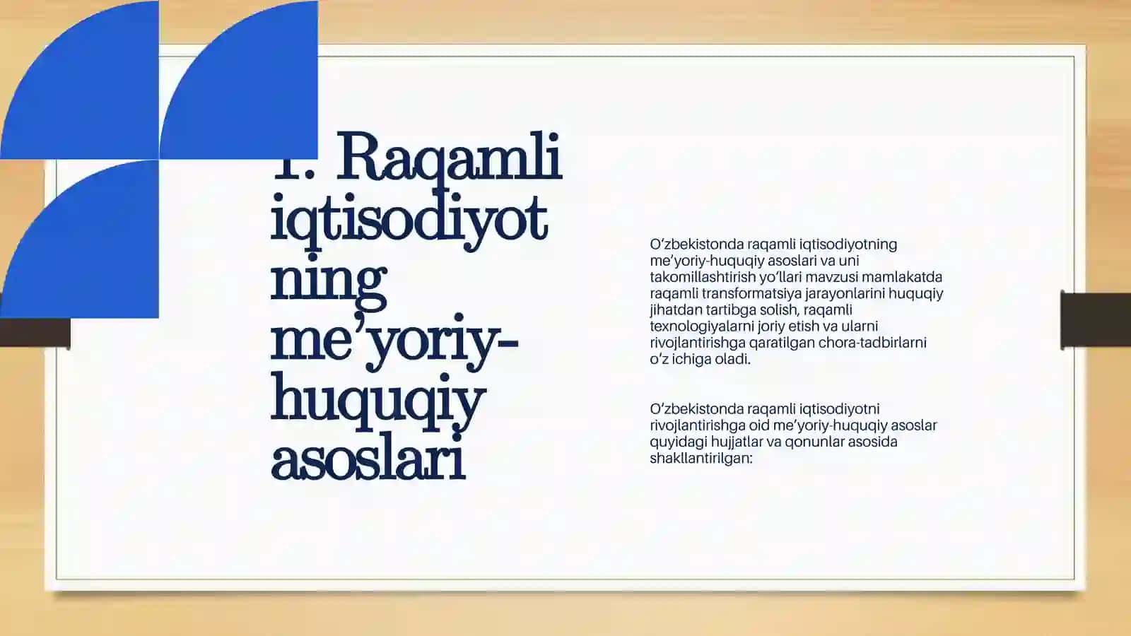O‘zbekistonda raqamli iqtisodiyotning me’yoriy-huquqiy asoslari va uni takomillashtirish yo‘llari 4