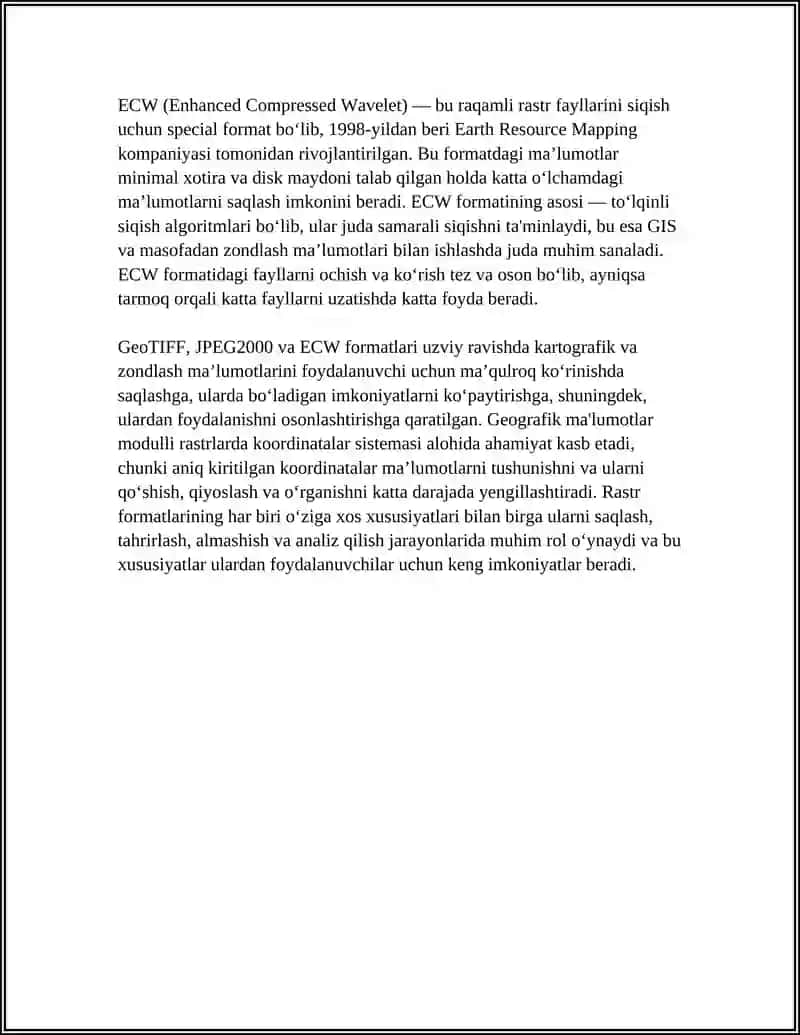 GEOGRAFIK MA’LUMOTLAR MODULI RASTIRLARNI PERVAKSIYALASH VA KOORDINATALAR SISTEMASI 4