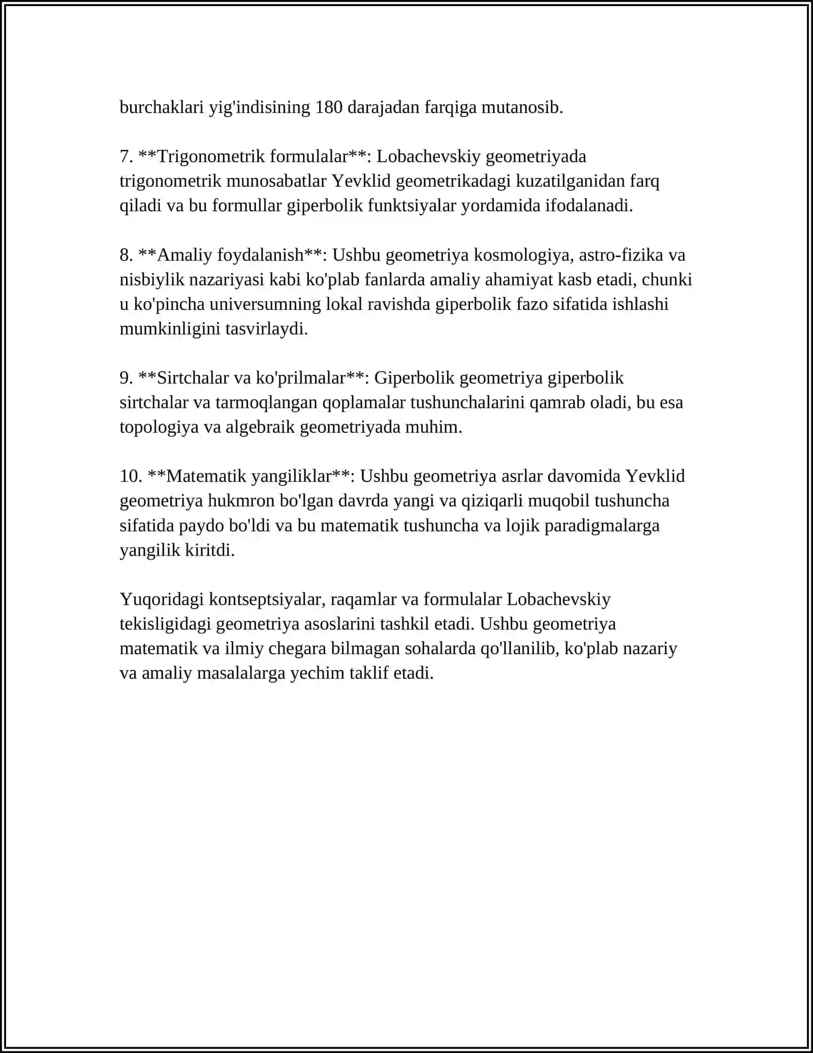 MUSTAQIL ISH Mavzu: LABACHEVSKIY TEKISLIGIDAGI EGRI CHIZIQLAR 4