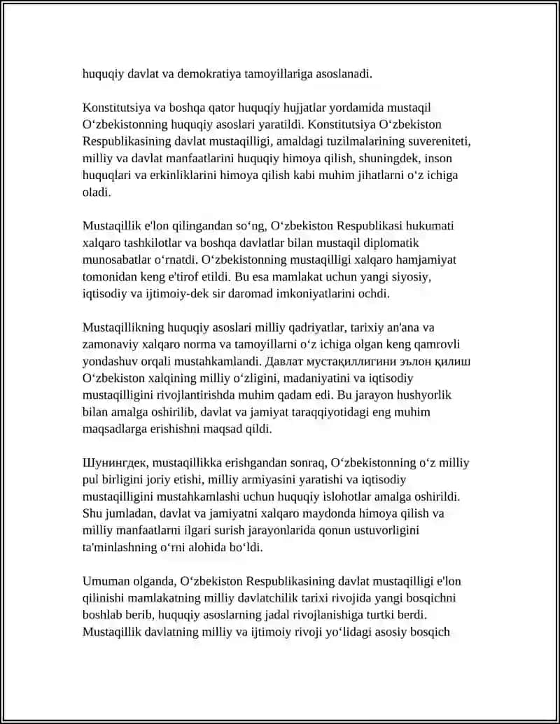 MUSTAQIL O‘ZBEKISTON DAVLATI VA HUQUQI 4